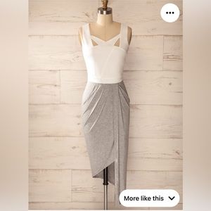 White and grey asymetrical dress
